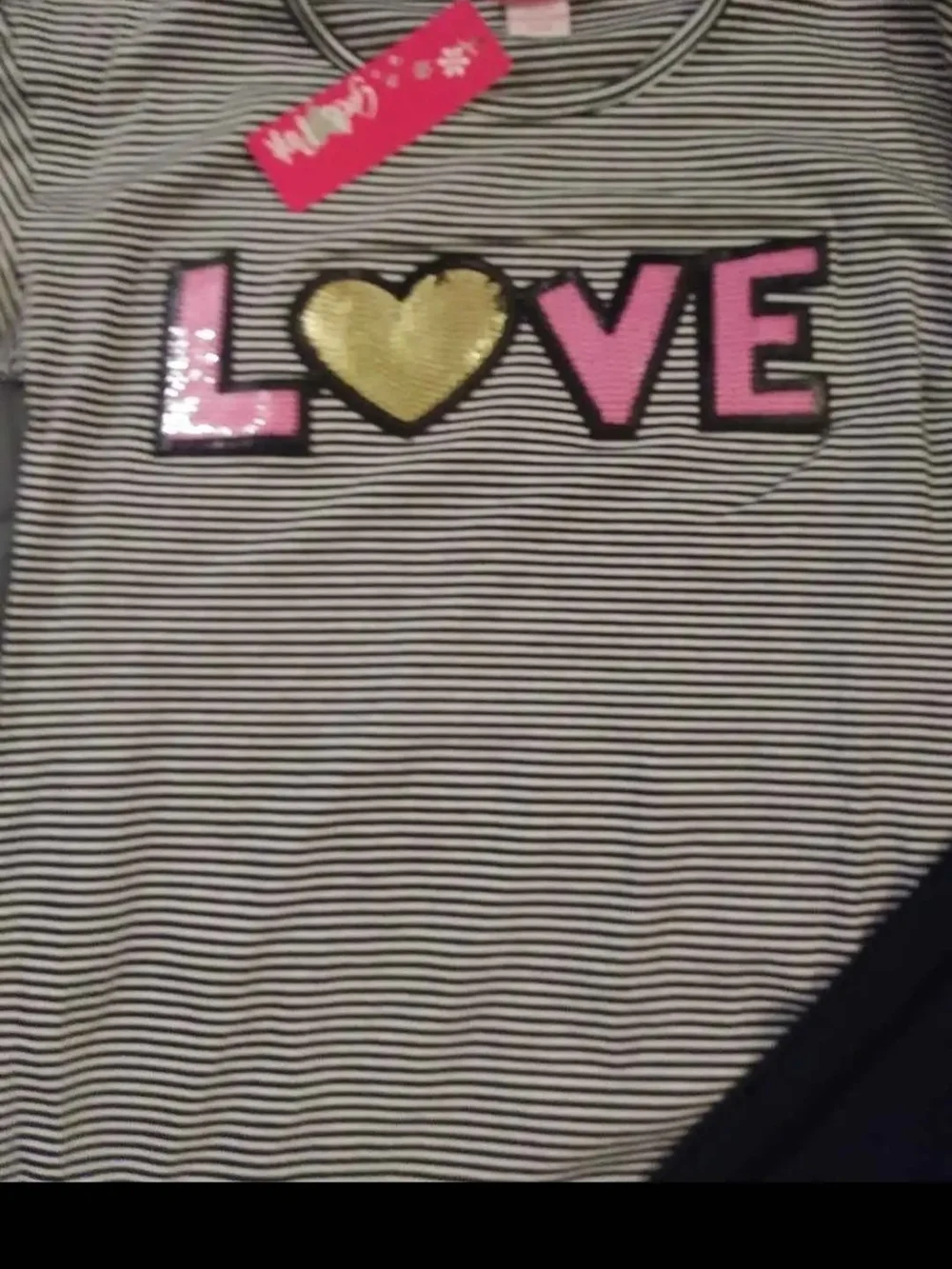 Girls Striped 'LOVE' Top and Black Leggings Matching Set